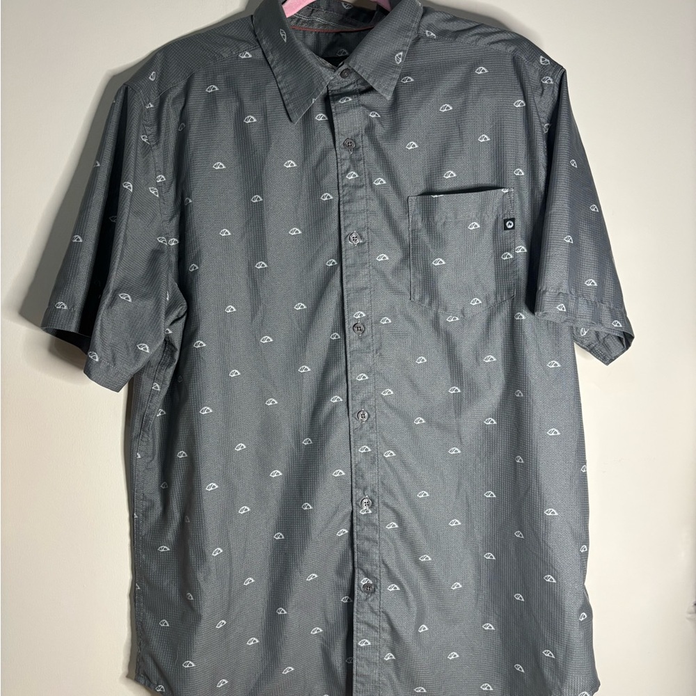 Marmot Gray Patterned Casual Button Down‎ Shirt Lifhtweight size L